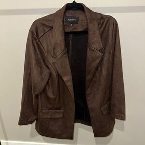 Liverpool Brown Suede Blazer Tailored Fit Notched Lapels
